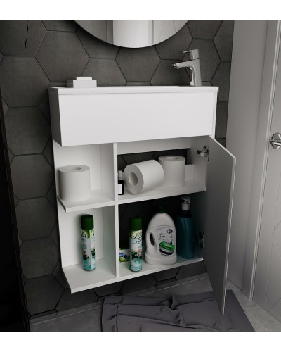 Тумба с раковиной 1MarKa Stretto 70П У94633 подвесная Белый глянец