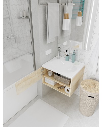 Тумба с раковиной 1MarKa Naomi 60 Ц0000004296 подвесная Дуб сонома