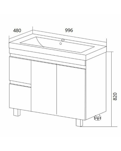 Тумба под раковину 1MarKa Cube 100Н У79527 Белый глянец