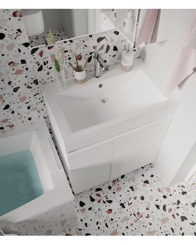 Тумба под раковину 1MarKa Cube 75Н У79532 Белый глянец