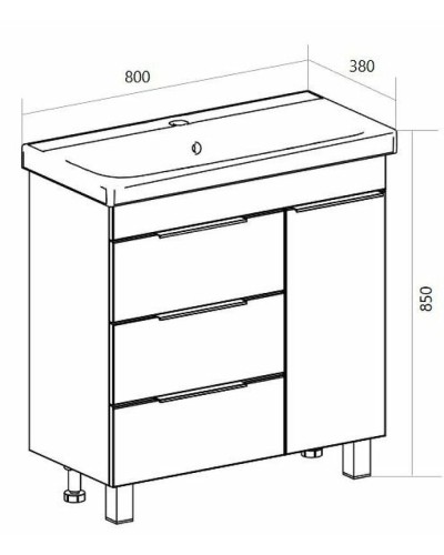 Тумба под раковину 1MarKa Gaula 80Н У92546 Графит матовый
