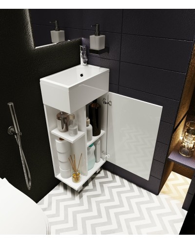 Тумба с раковиной 1MarKa Laura 40Н R У85928 Белый глянец