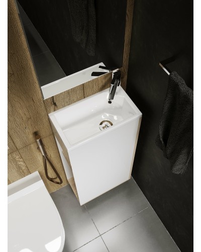 Тумба с раковиной 1MarKa Laura 40Н R У85931 Дуб сонома Белый глянец