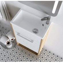 Тумба с раковиной 1MarKa Lira 40П R У85919 подвесная Дуб сонома Белый глянец