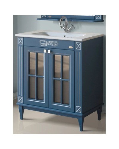 Тумба с раковиной синий серебряная патина 78 см Atoll Милана