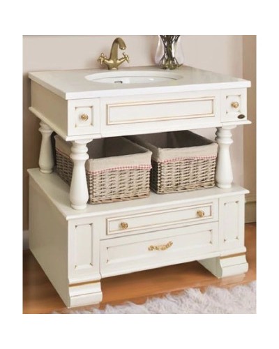 Тумба с раковиной слоновая кость золотая патина 95 см Atoll Джулия