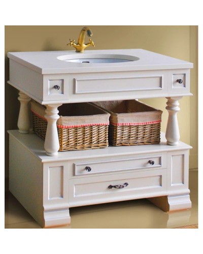 Тумба с раковиной слоновая кость серебряная патина 95 см Atoll Джулия