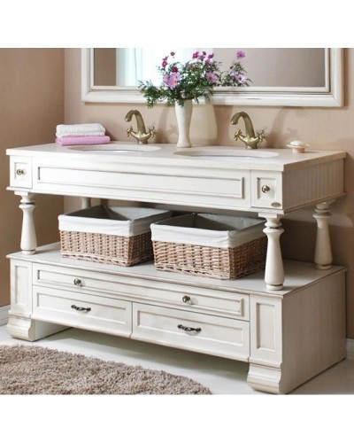 Тумба с раковиной слоновая кость состаренная 157,4 см Atoll Джулия