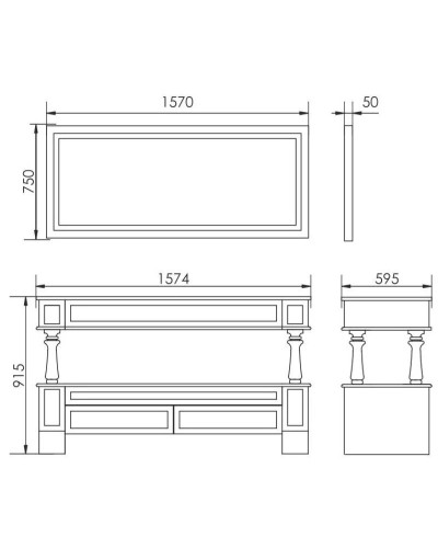 Тумба с раковиной слоновая кость состаренная 157,4 см Atoll Джулия