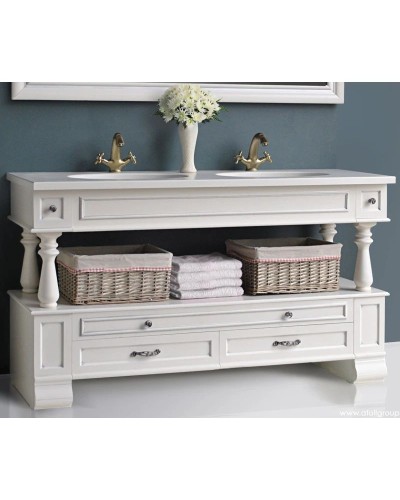 Тумба с раковиной слоновая кость серебряная патина 157,4 см Atoll Джулия