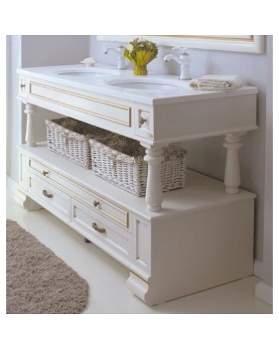 Тумба с раковиной слоновая кость золотая патина 157,4 см Atoll Джулия