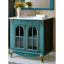 Тумба с раковиной аквамарин золотая патина 88 см Atoll Венеция