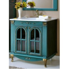 Тумба с раковиной аквамарин золотая патина 88 см Atoll Венеция