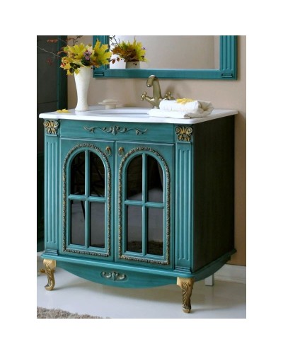 Тумба с раковиной аквамарин золотая патина 88 см Atoll Венеция