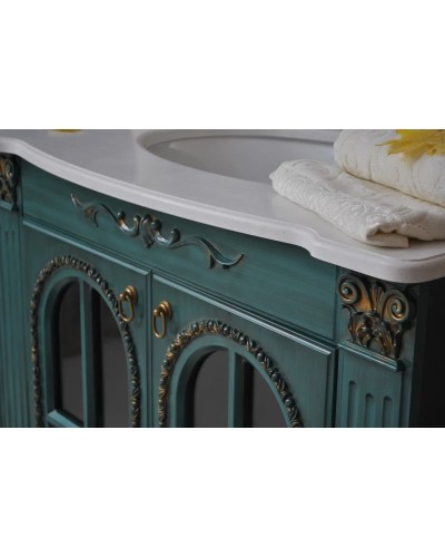 Тумба с раковиной аквамарин золотая патина 88 см Atoll Венеция