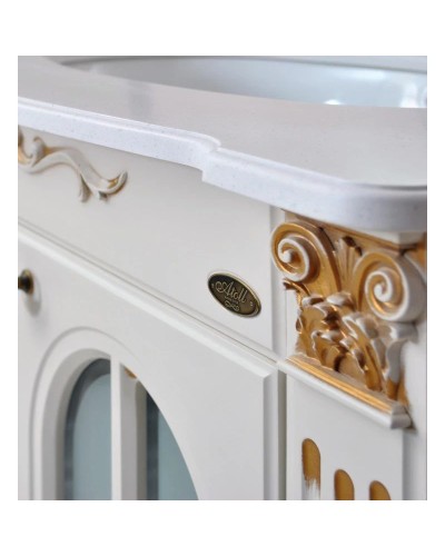 Тумба с раковиной слоновая кость золотая патина 88 см Atoll Венеция