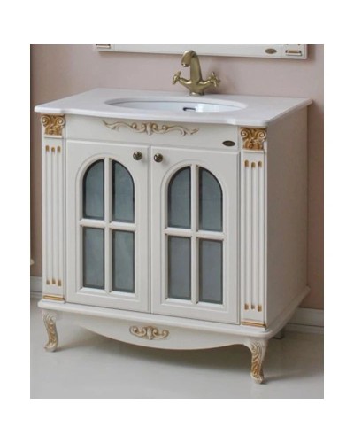 Тумба с раковиной слоновая кость золотая патина 88 см Atoll Венеция