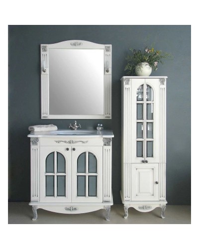 Тумба с раковиной слоновая кость серебряная патина 88 см Atoll Венеция