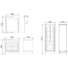 Тумба с раковиной белый черная патина 88 см Atoll Венеция