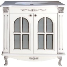 Тумба с раковиной белый черная патина 88 см Atoll Венеция