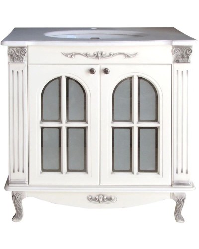 Тумба с раковиной белый черная патина 88 см Atoll Венеция