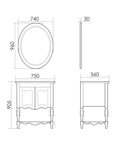 Тумба с раковиной персик 75 см Atoll Флоренция