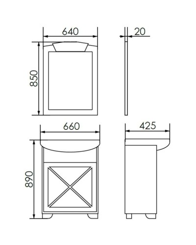 Тумба с раковиной белый матовый 66 см Atoll Палермо PALERMO66TWMAT