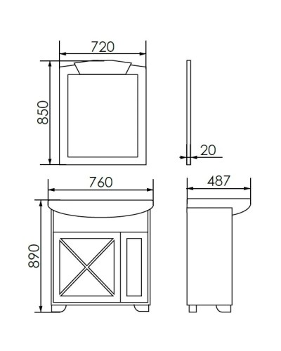 Тумба с раковиной белый матовый 76 см Atoll Палермо PALERMO76TWMAT/ST