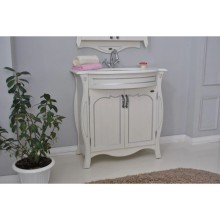 Тумба с раковиной слоновая кость серебряная патина 86 см Atoll Ривьера