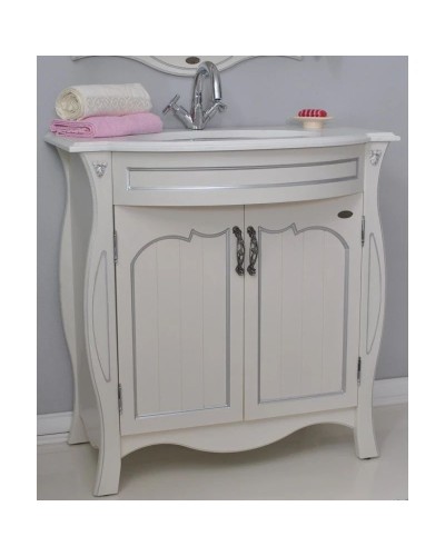 Тумба с раковиной слоновая кость серебряная патина 86 см Atoll Ривьера