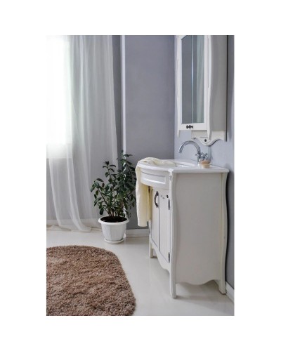 Тумба с раковиной слоновая кость серебряная патина 86 см Atoll Ривьера