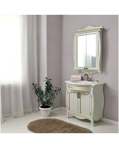 Тумба с раковиной слоновая кость золотая патина 86 см Atoll Ривьера