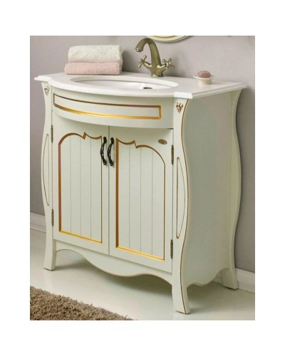 Тумба с раковиной слоновая кость золотая патина 86 см Atoll Ривьера