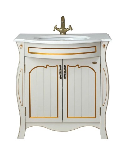 Тумба с раковиной слоновая кость золотая патина 86 см Atoll Ривьера