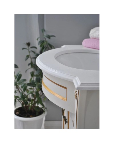 Тумба с раковиной слоновая кость золотая патина 86 см Atoll Ривьера