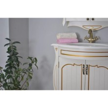 Тумба с раковиной слоновая кость золотая патина 86 см Atoll Ривьера