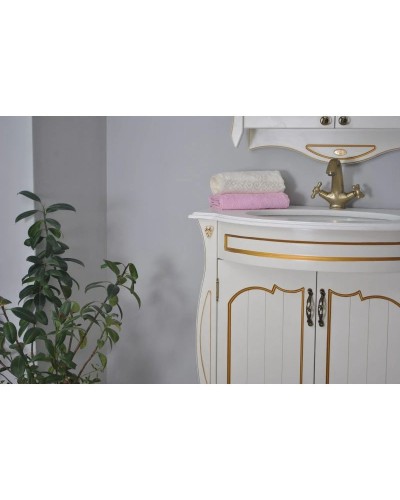 Тумба с раковиной слоновая кость золотая патина 86 см Atoll Ривьера