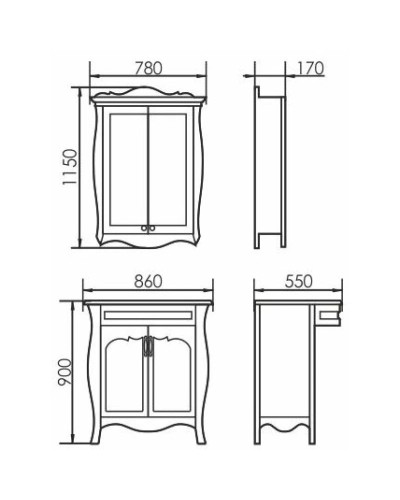Тумба с раковиной белое дерево 86 см Atoll Ривьера
