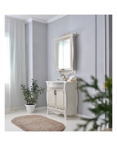 Тумба с раковиной белое дерево 86 см Atoll Ривьера