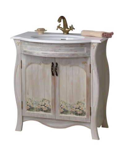 Тумба с раковиной белое дерево 86 см Atoll Ривьера