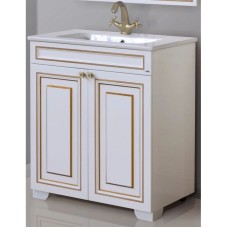 Тумба с раковиной белый глянец золотая патина 78 см Atoll Мальта