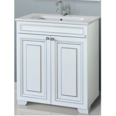 Тумба с раковиной белый глянец серебряная патина 78 см Atoll Мальта