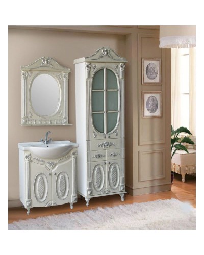 Тумба с раковиной белый жемчуг серебряная патина 77,5 см Atoll Наполеон