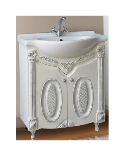 Тумба с раковиной белый жемчуг серебряная патина 66,5 см Atoll Наполеон