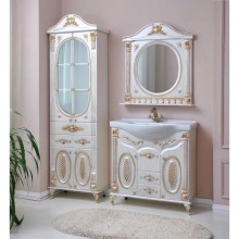 Тумба с раковиной белый жемчуг золотая патина 96 см Atoll Наполеон