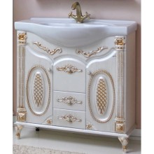 Тумба с раковиной белый жемчуг золотая патина 96 см Atoll Наполеон