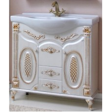 Тумба с раковиной белый жемчуг золотая патина 96 см Atoll Наполеон