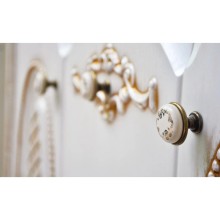 Тумба с раковиной белый жемчуг золотая патина 87,5 см Atoll Наполеон