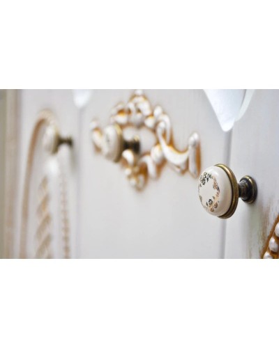 Тумба с раковиной белый жемчуг золотая патина 87,5 см Atoll Наполеон