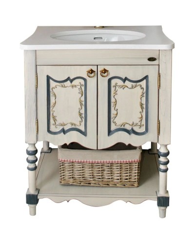 Тумба с раковиной слоновая кость синяя патина 75 см Atoll Флоренция